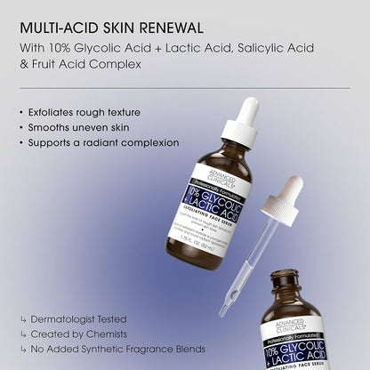 Advanced Clinicals - 10% Glycolic + Lactic Acid Serum [52ml]