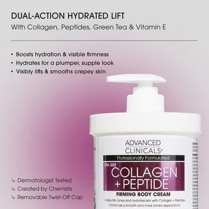 Advanced Clinicals, Collagen + Peptide Firming Body Cream [454g]