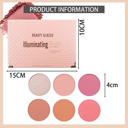 BEAUTY GLAZED - 6 Colours Blush Palette [4.5gx6]