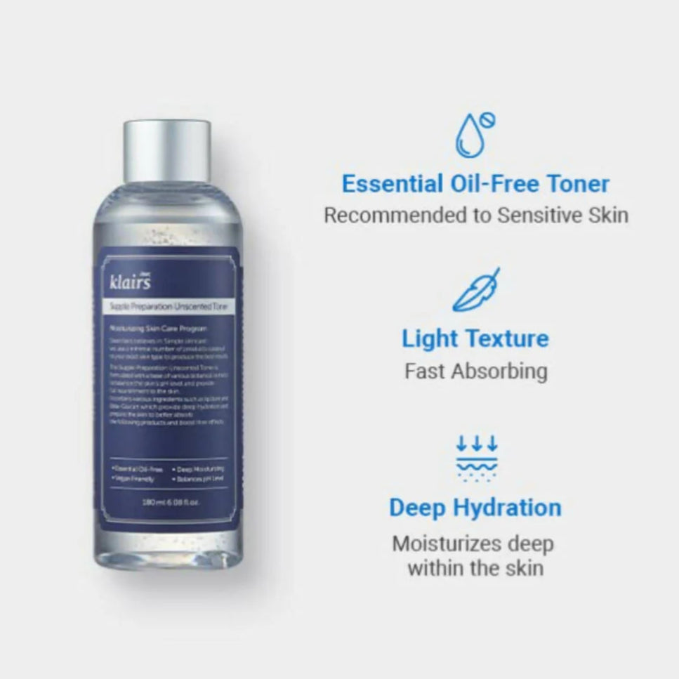 Dear, Klairs - Supple Preparation Facial Toner (UNSCENTED) [180ml]