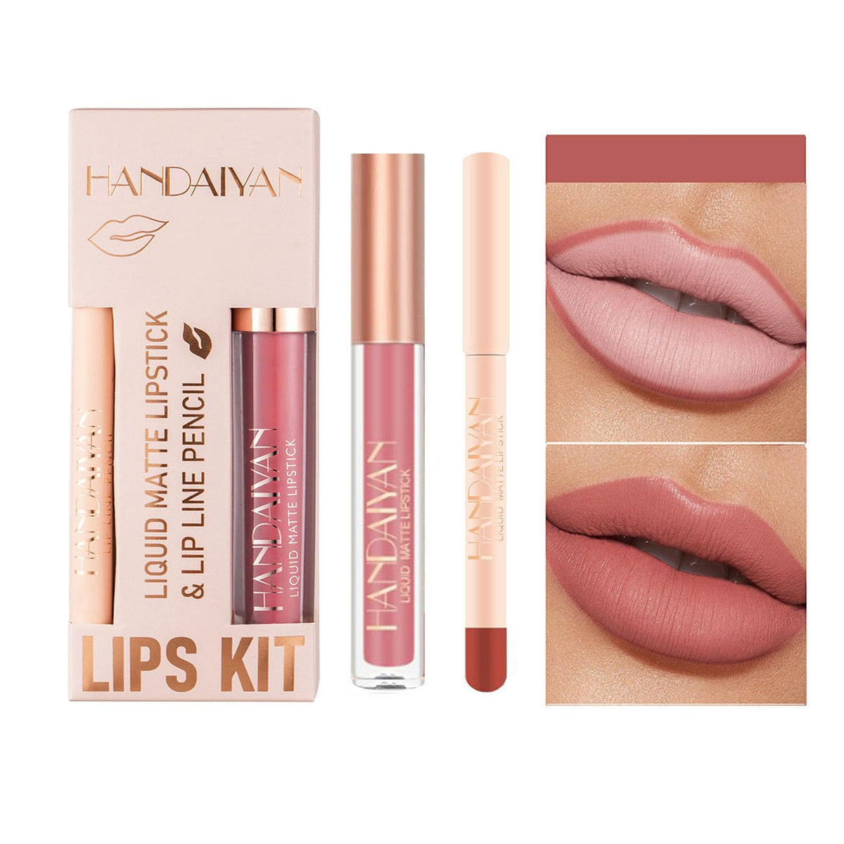 HANDAIYAN - Matte Liquid Lipstick &amp; Lip Pencil Set [(Lip Glaze*3ml &amp; Lip Pencil*1.2g)] - Youglow