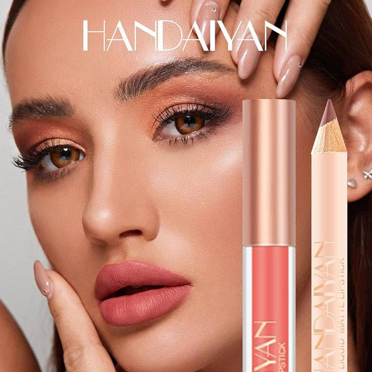 HANDAIYAN - Matte Liquid Lipstick &amp; Lip Pencil Set [(Lip Glaze*3ml &amp; Lip Pencil*1.2g)]