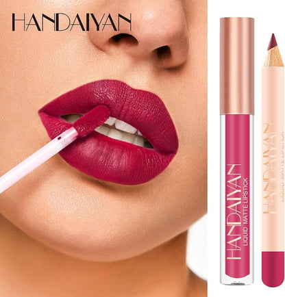HANDAIYAN - Matte Liquid Lipstick &amp; Lip Pencil Set [(Lip Glaze*3ml &amp; Lip Pencil*1.2g)]