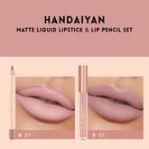 HANDAIYAN - Matte Liquid Lipstick & Lip Pencil Set [(Lip Glaze*3ml & Lip Pencil*1.2g)] - Youglow