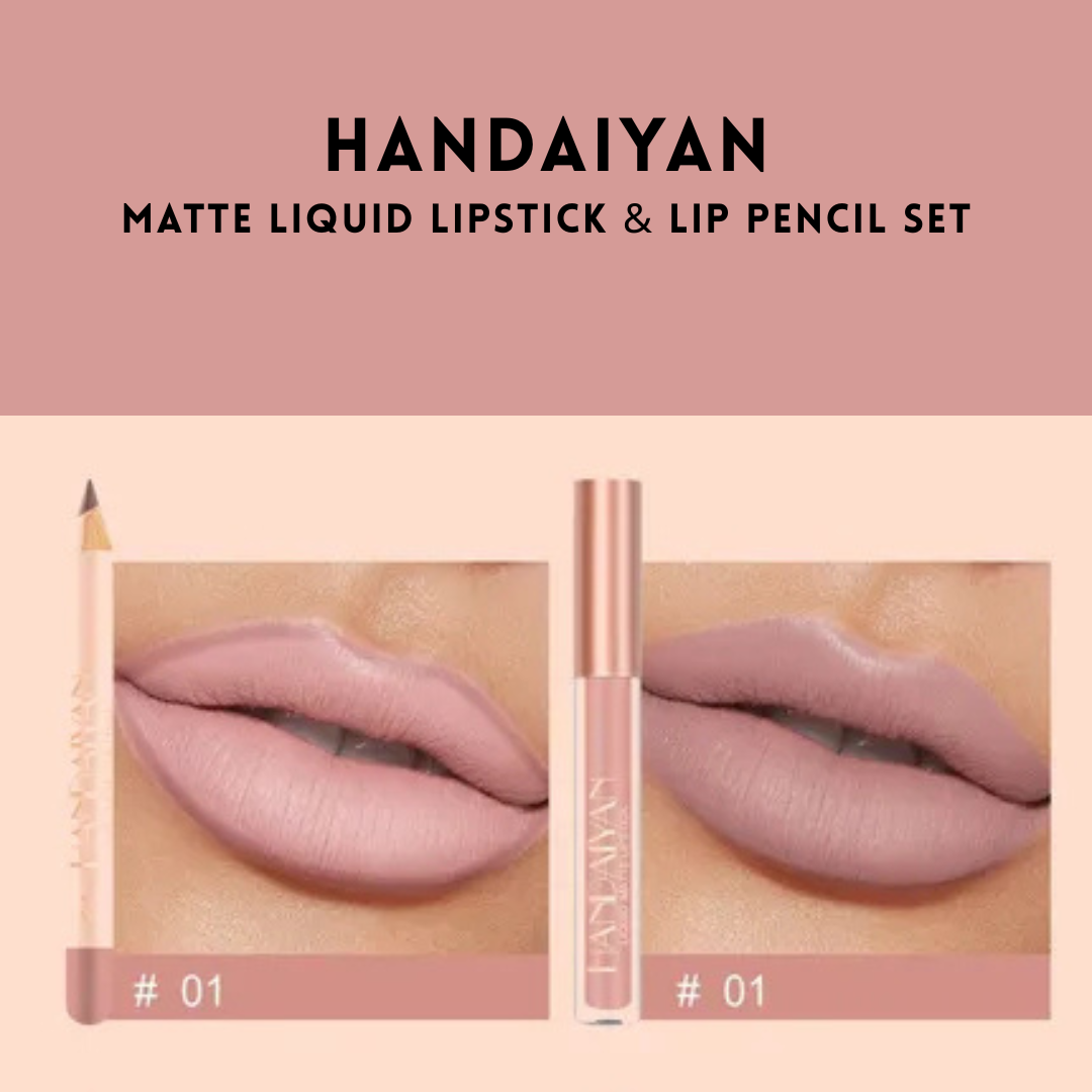HANDAIYAN - Matte Liquid Lipstick &amp; Lip Pencil Set [(Lip Glaze*3ml &amp; Lip Pencil*1.2g)] - Youglow