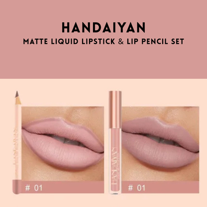 HANDAIYAN - Matte Liquid Lipstick &amp; Lip Pencil Set [(Lip Glaze*3ml &amp; Lip Pencil*1.2g)]
