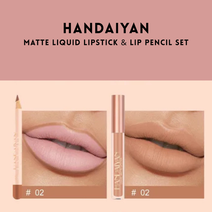 HANDAIYAN - Matte Liquid Lipstick &amp; Lip Pencil Set [(Lip Glaze*3ml &amp; Lip Pencil*1.2g)]