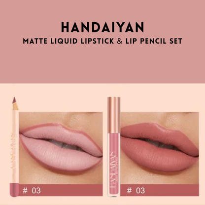 HANDAIYAN - Matte Liquid Lipstick &amp; Lip Pencil Set [(Lip Glaze*3ml &amp; Lip Pencil*1.2g)]