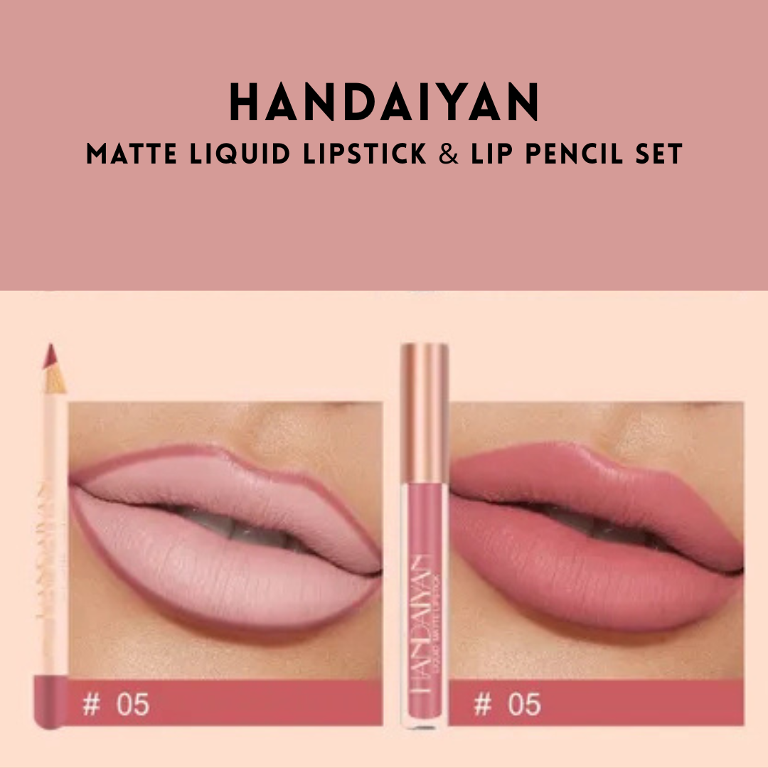 HANDAIYAN - Matte Liquid Lipstick &amp; Lip Pencil Set [(Lip Glaze*3ml &amp; Lip Pencil*1.2g)] - Youglow
