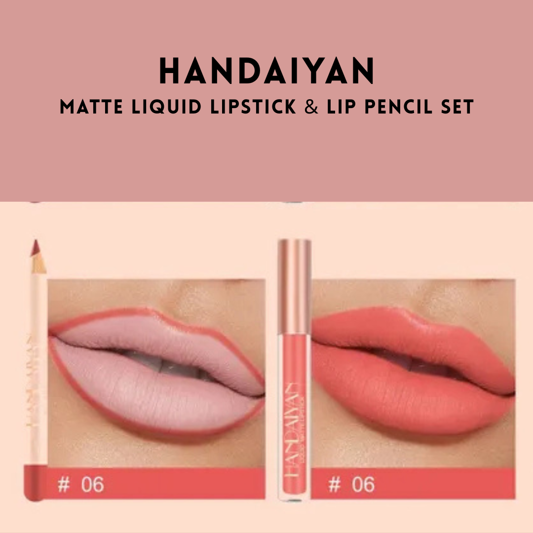 HANDAIYAN - Matte Liquid Lipstick &amp; Lip Pencil Set [(Lip Glaze*3ml &amp; Lip Pencil*1.2g)]