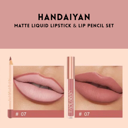 HANDAIYAN - Matte Liquid Lipstick &amp; Lip Pencil Set [(Lip Glaze*3ml &amp; Lip Pencil*1.2g)]