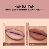 HANDAIYAN - Matte Liquid Lipstick & Lip Pencil Set [(Lip Glaze*3ml & Lip Pencil*1.2g)] - Youglow
