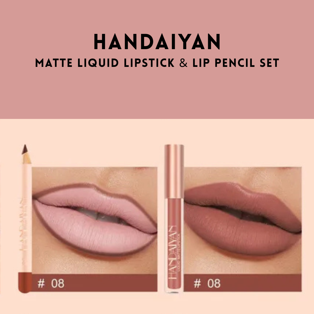 HANDAIYAN - Matte Liquid Lipstick &amp; Lip Pencil Set [(Lip Glaze*3ml &amp; Lip Pencil*1.2g)] - Youglow