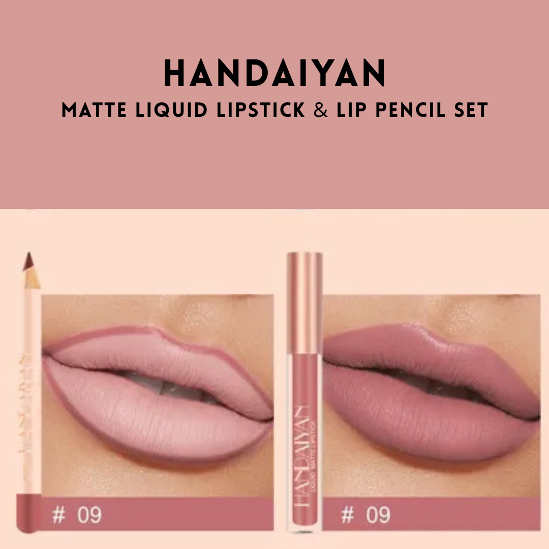 HANDAIYAN - Matte Liquid Lipstick &amp; Lip Pencil Set [(Lip Glaze*3ml &amp; Lip Pencil*1.2g)] - Youglow