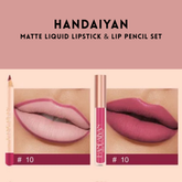HANDAIYAN - Matte Liquid Lipstick & Lip Pencil Set [(Lip Glaze*3ml & Lip Pencil*1.2g)] - Youglow