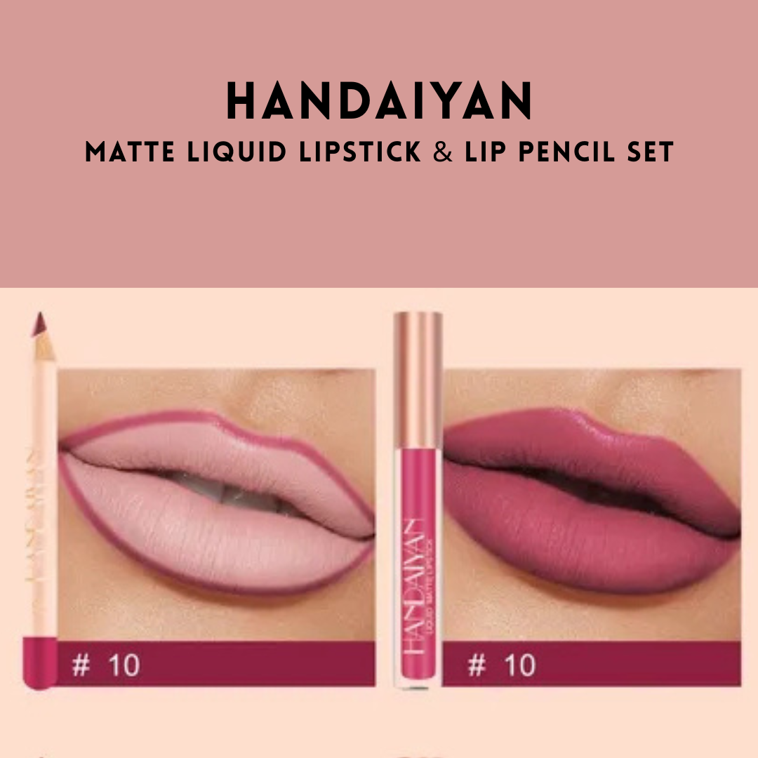 HANDAIYAN - Matte Liquid Lipstick &amp; Lip Pencil Set [(Lip Glaze*3ml &amp; Lip Pencil*1.2g)] - Youglow