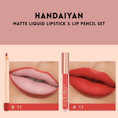 HANDAIYAN - Matte Liquid Lipstick &amp; Lip Pencil Set [(Lip Glaze*3ml &amp; Lip Pencil*1.2g)]