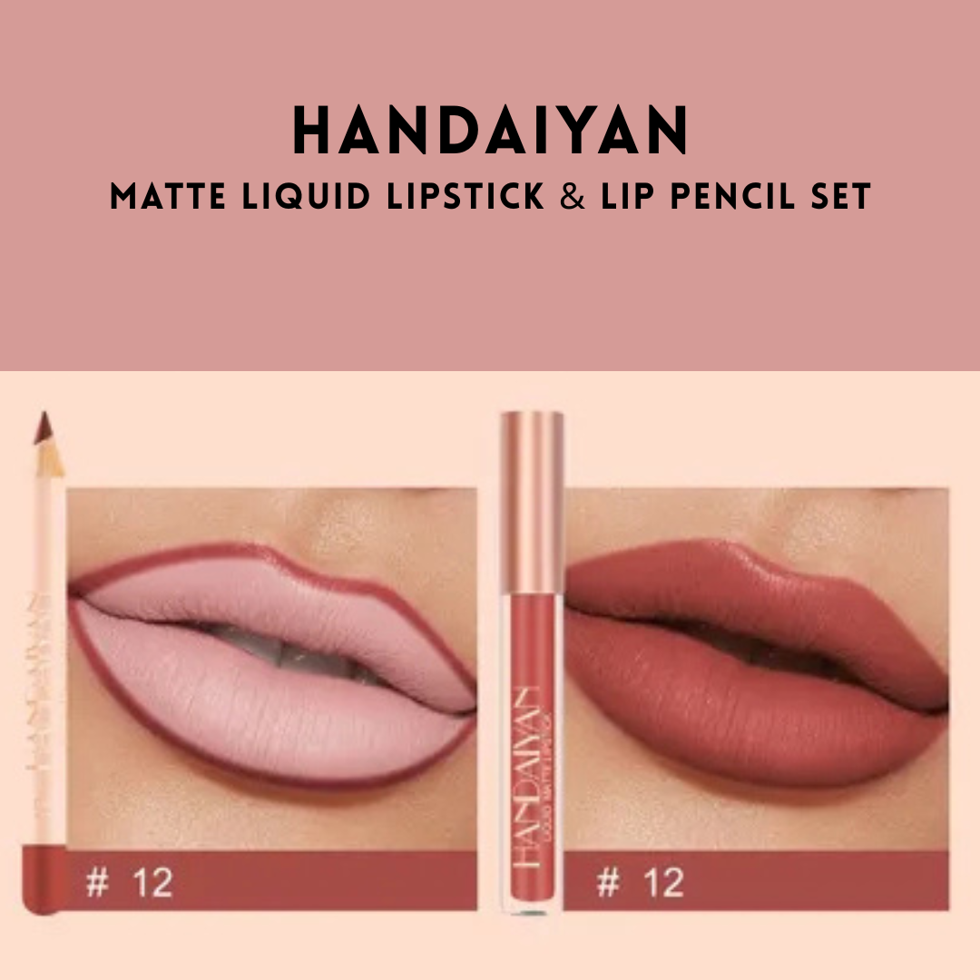 HANDAIYAN - Matte Liquid Lipstick &amp; Lip Pencil Set [(Lip Glaze*3ml &amp; Lip Pencil*1.2g)]