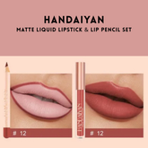 HANDAIYAN - Matte Liquid Lipstick & Lip Pencil Set [(Lip Glaze*3ml & Lip Pencil*1.2g)] - Youglow