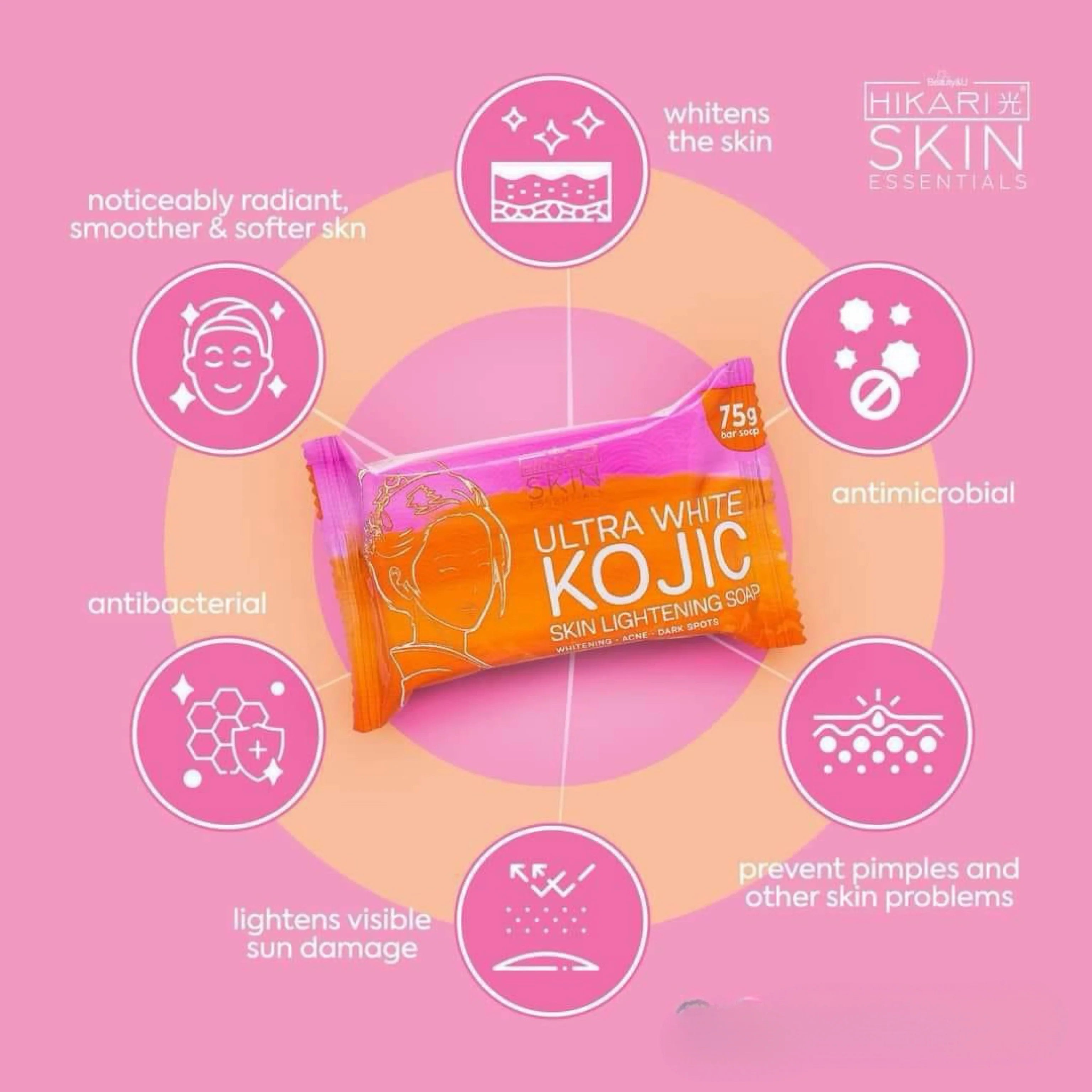 HIKARI SKIN ESSENTIALS - Ultra White KOJIC Skin Lightening Soap [75g]