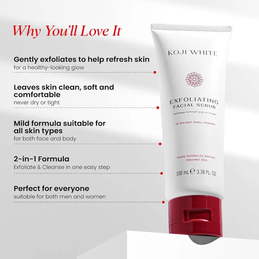Koji White - Exfoliating Face Scrub 1% Walnut Shell Powder [100ml]
