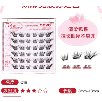 NOVO - Light and Flexible Glue-Free False Eyelashes - 3 Types [8-13mm x 36 pcs]