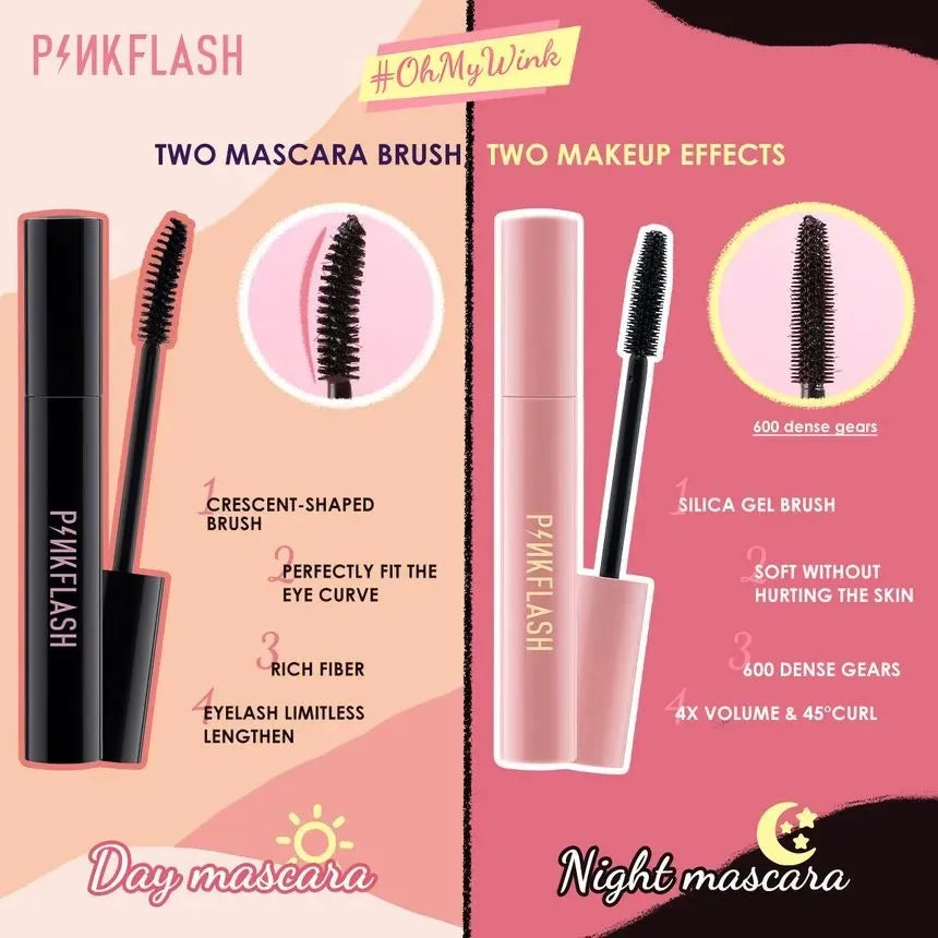 PINKFLASH - Oil-Proof Curl Day &amp; Night Mascara - 2 Colors