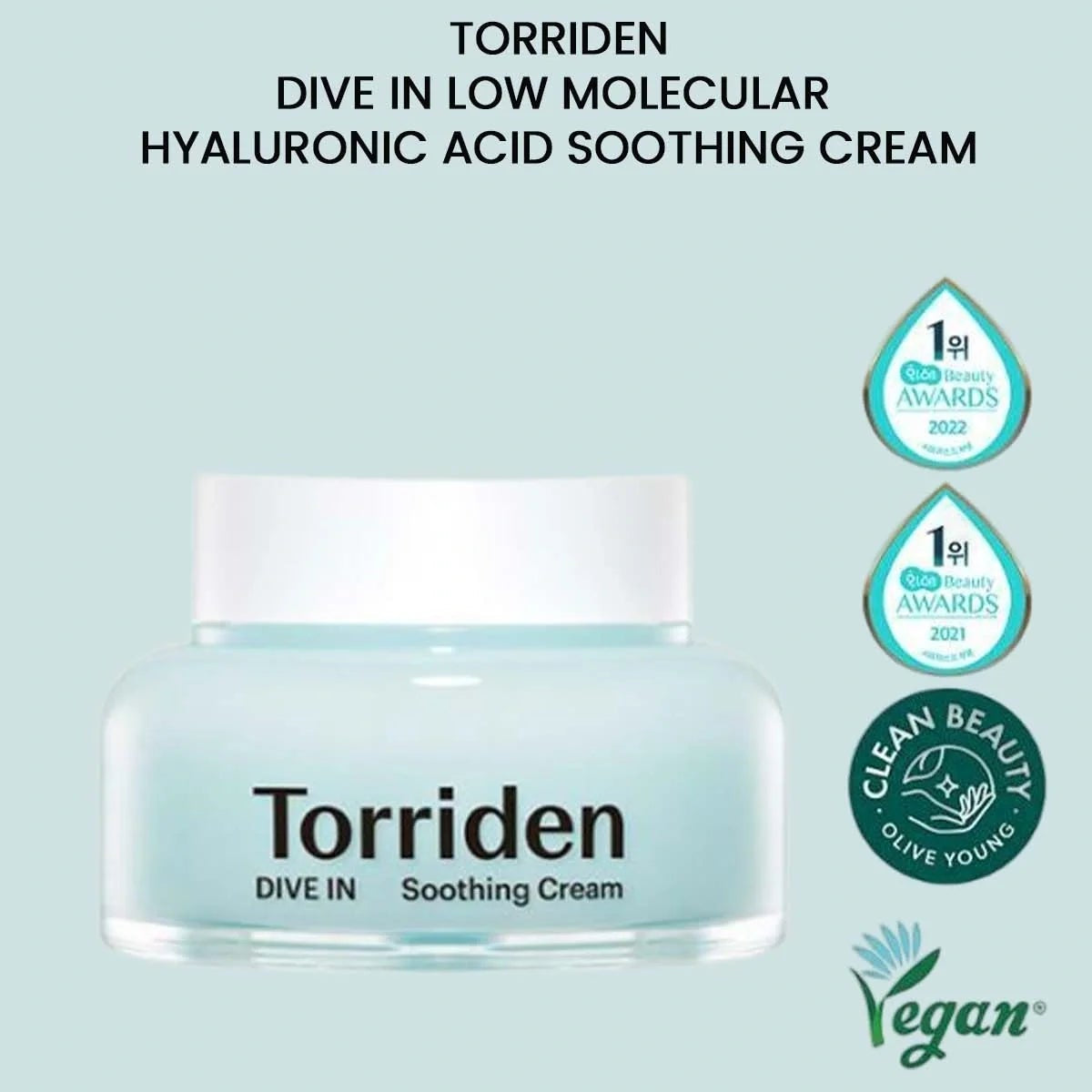 Torriden - DIVE-IN Low Molecular Hyaluronic Acid Soothing Cream [100ml] - Youglow