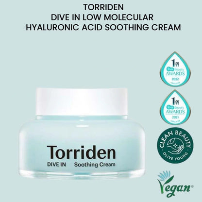 Torriden - DIVE-IN Low Molecular Hyaluronic Acid Soothing Cream [100ml] - Youglow