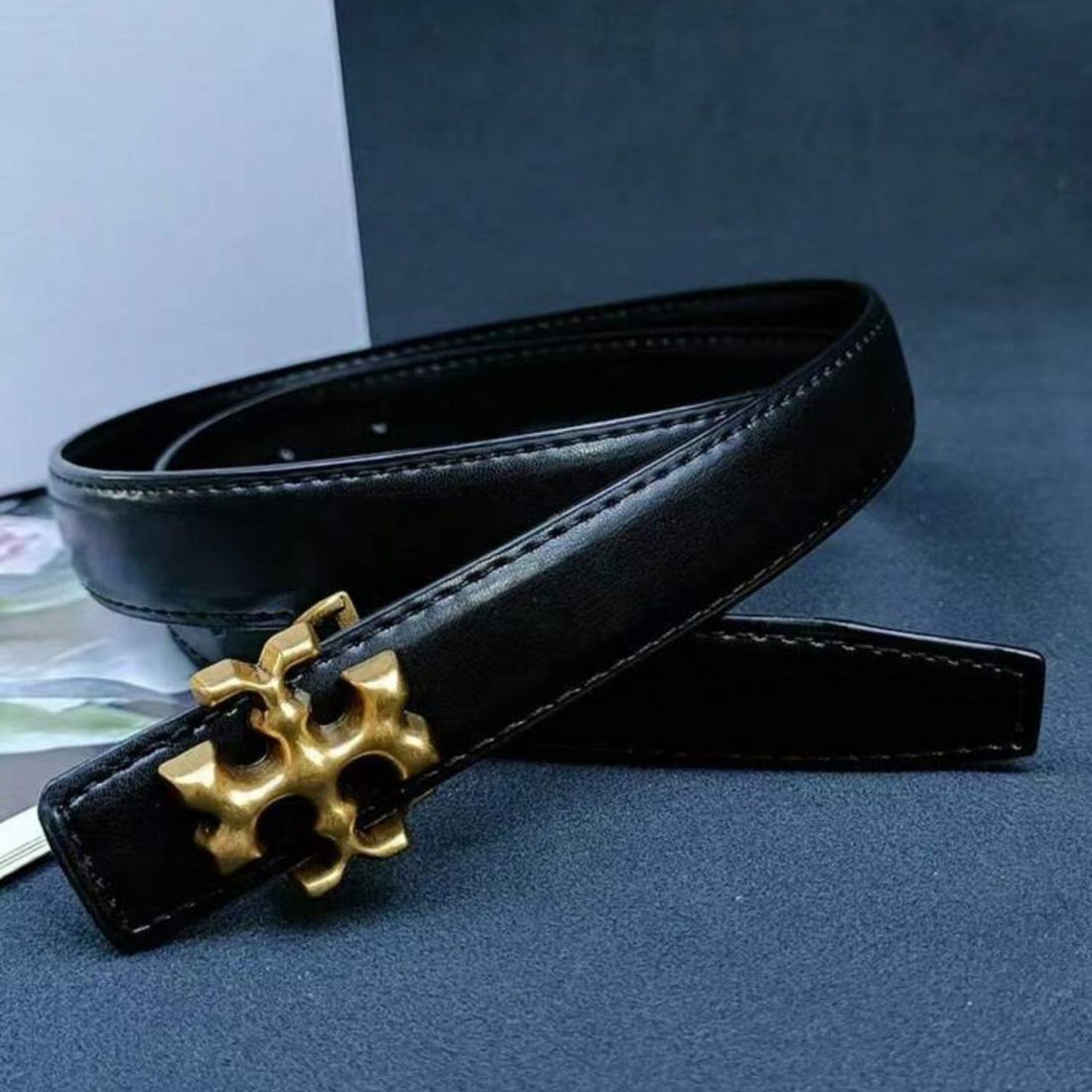 WWB - Woman Smooth Cross Buckle Waist Belt [110cm] - Youglow