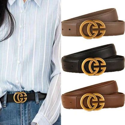 WWB - Woman G-Letter Leather Waist Belt [110cm] - Youglow