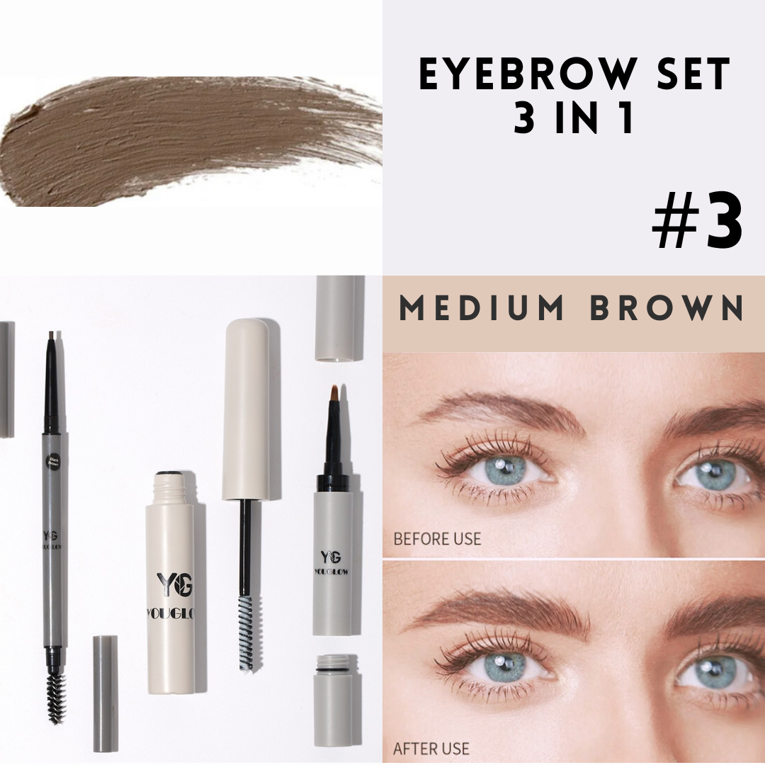YOUGLOW - Waterproof Vegan Brow Kit 3 in 1